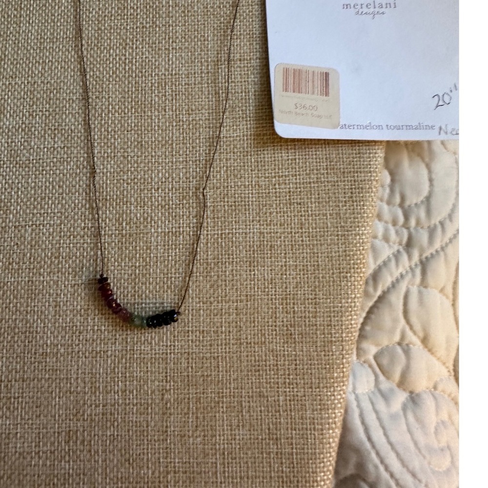 Merelani Designs Watermelon Tourmaline Silk Cord Necklace 20 Inch Boho Gemstone - Picture 5 of 5